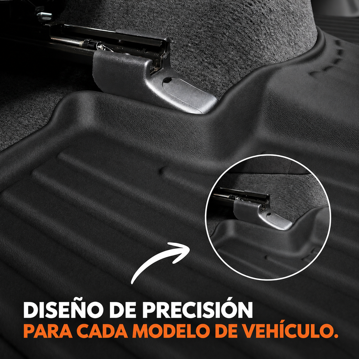 Tapete 3D colocado en el piso del vehículo